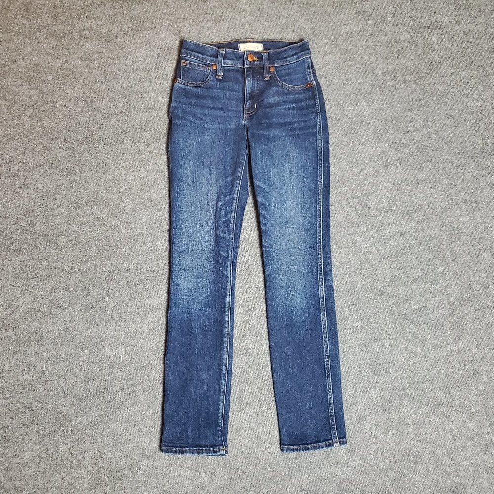 Madewell J7211 Slim Straight Sz 23 (Meas 24x27.5 9" Mid Rise) Dark Jeans A13